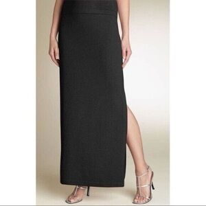St. John Basics Elegant Knit Black Open Slit Maxi Skirt